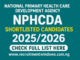 NPHCDA Shortlisted Candidates
