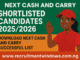 Next Cash and Carry Shortlisted Candidates