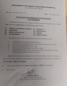 University of Abuja Teaching Hospital Recruitment