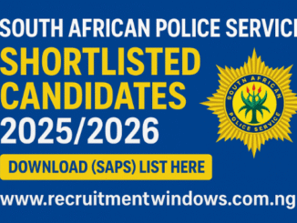 South African Police Service Shortlisted Candidates