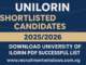 UNILORIN Shortlisted Candidates